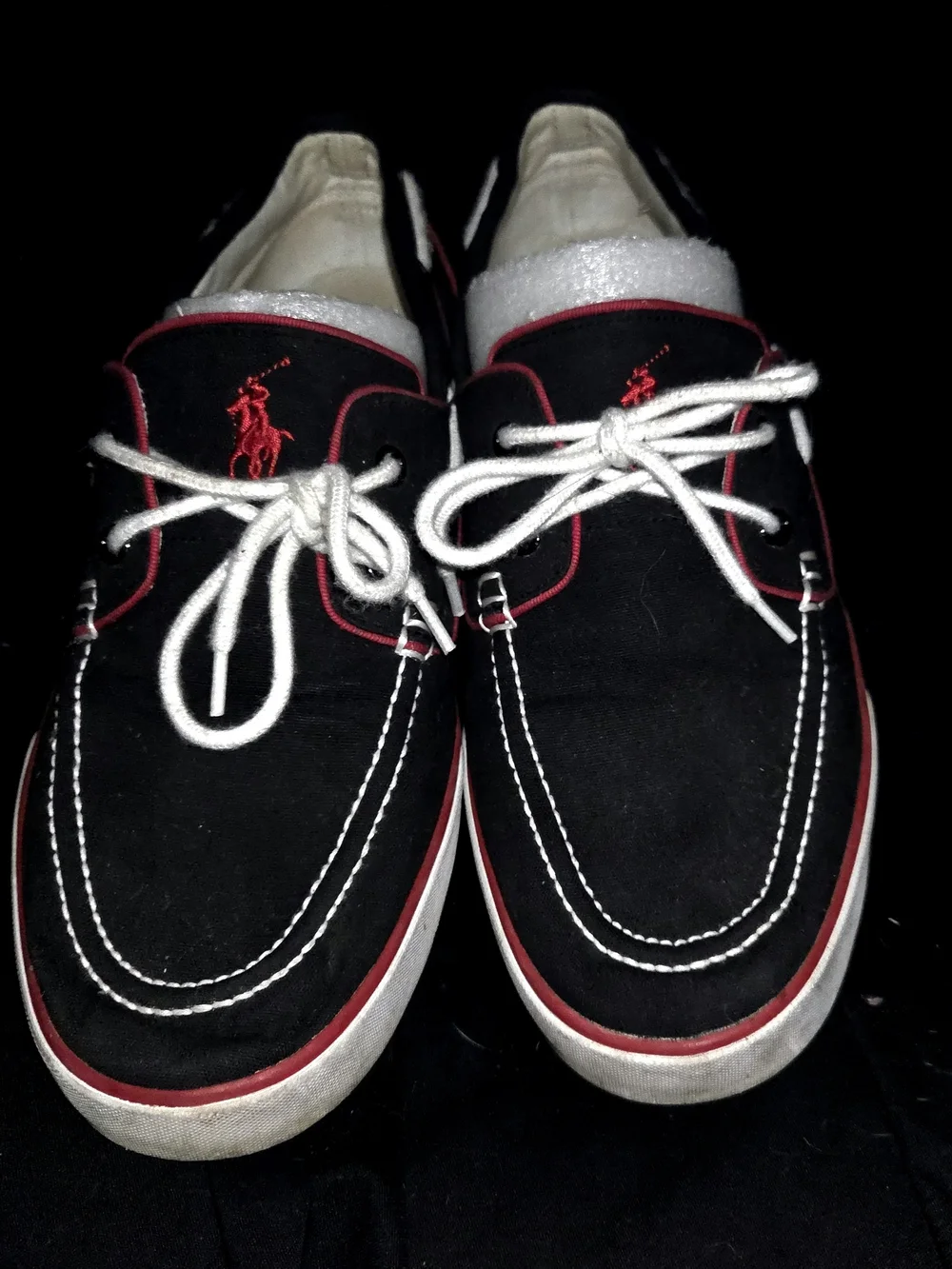 Polo Men’s Black and Red Boat Shoes Size 11.5
